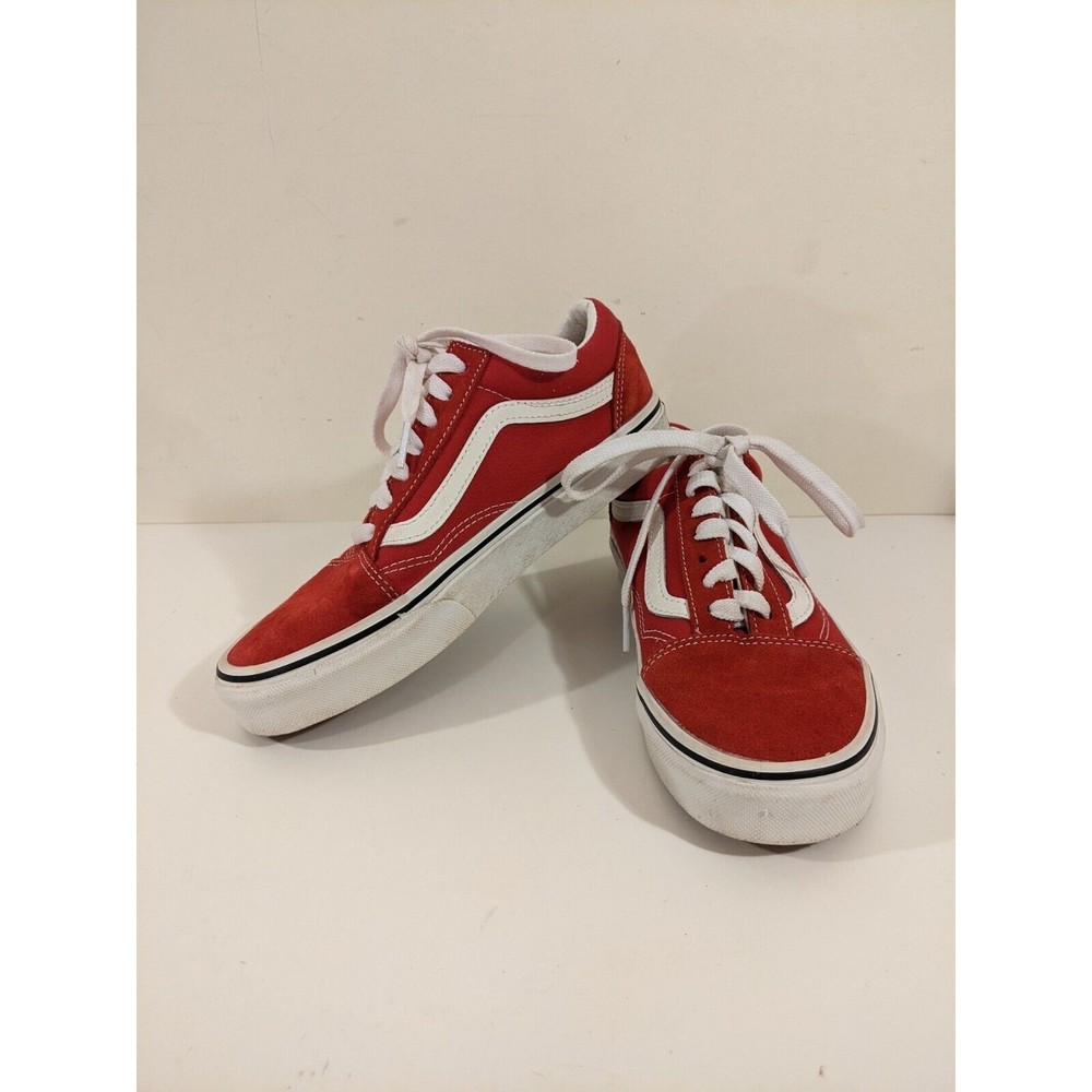 Vans Old Skool Low-top Red White Shoes Womens 6 Mens 4.5 EUC